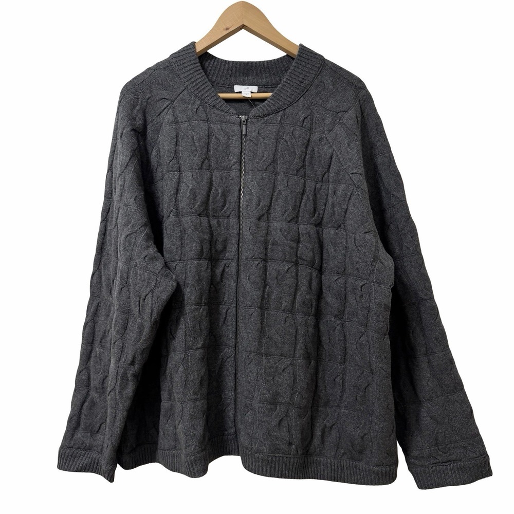 J Jill Womens Textured Full Zip Bomber Jacket Size 3X Granite Gray Casual Travel